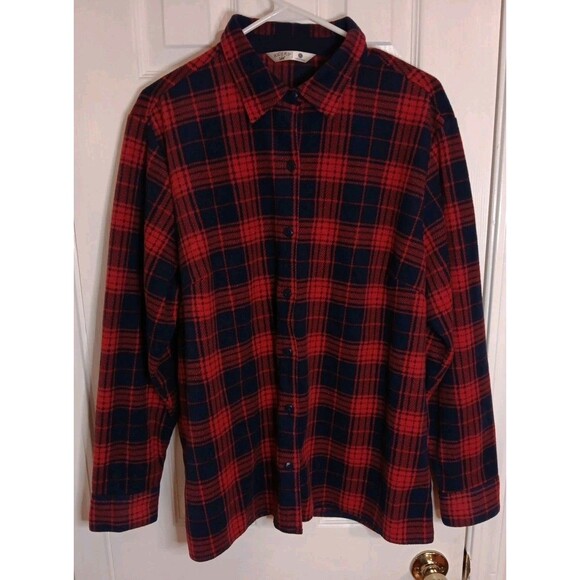 Mens Riders Lee Flannel Shirt Red XL Button Down Long Sleeve - Picture 1 of 6